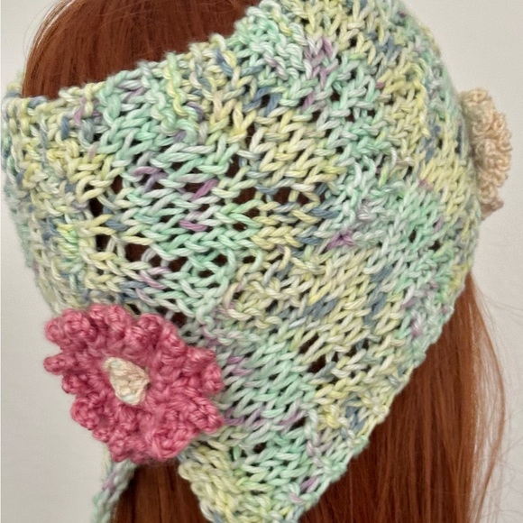 Hand Knits 2 Love Cotton Headband Headwrap Bandana Lace Flowers Cotton Mint Hip main image 9